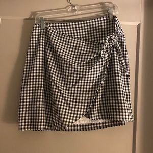 Madewell checkered mini skirt with tie